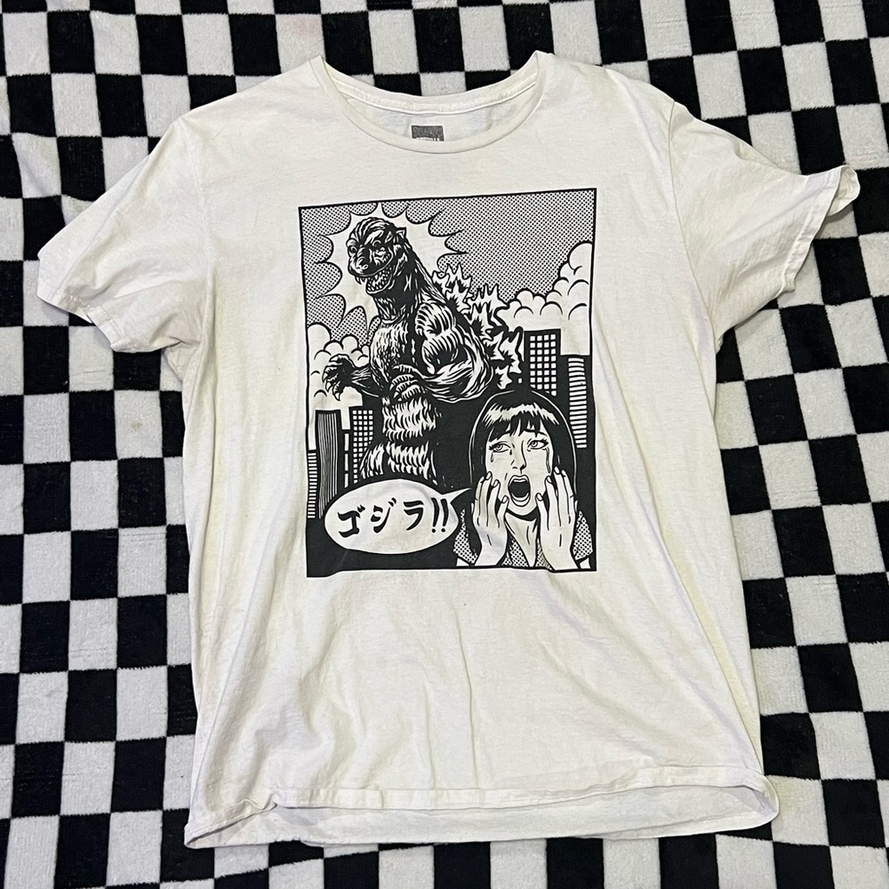 godzilla anime girl black and white t shirt